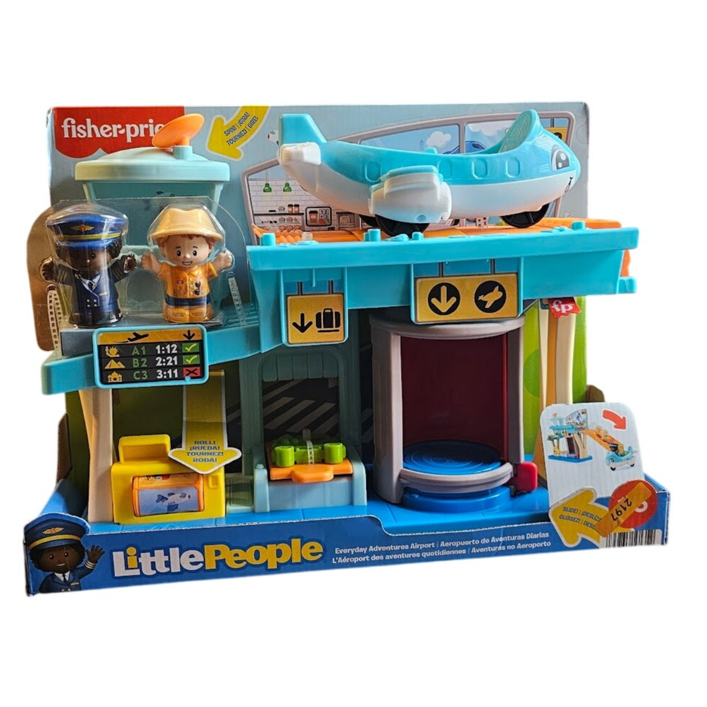 Fisher-Price Little People  Adventures Airport Playset Airplane + 3 pc NWT